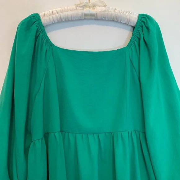 Entro Puffy Sleeve Babydoll Top Green - Picture 3 of 9